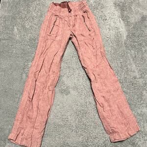 Athleta Pants Womens 2 Cabo Linen Wide Leg Pant Comfort Boho 447244 Red Pink